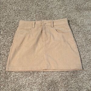 Tan Corduroy Mini Skirt